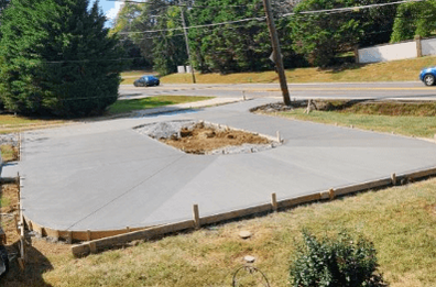 rounded concrete driveway